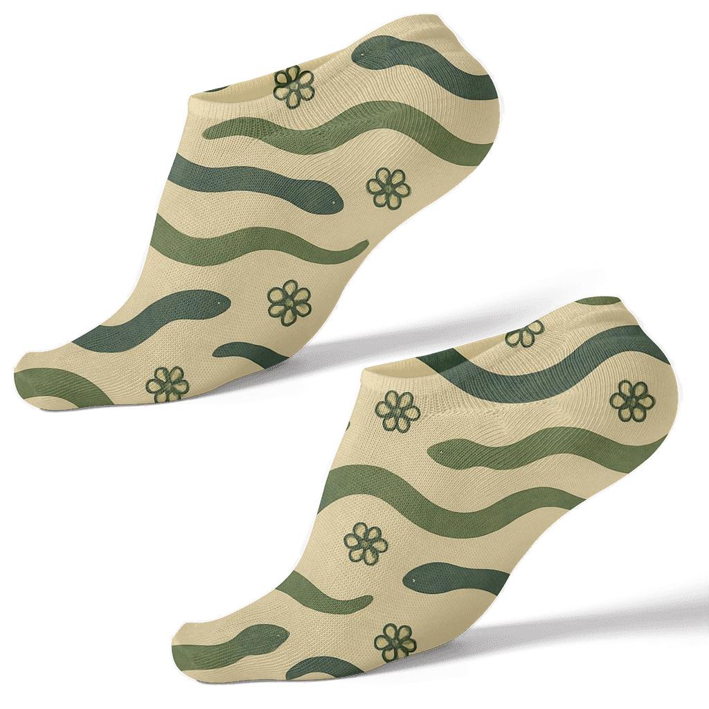 Desert Bloom With Snake Silhouette Bands soft everyday ankle socks