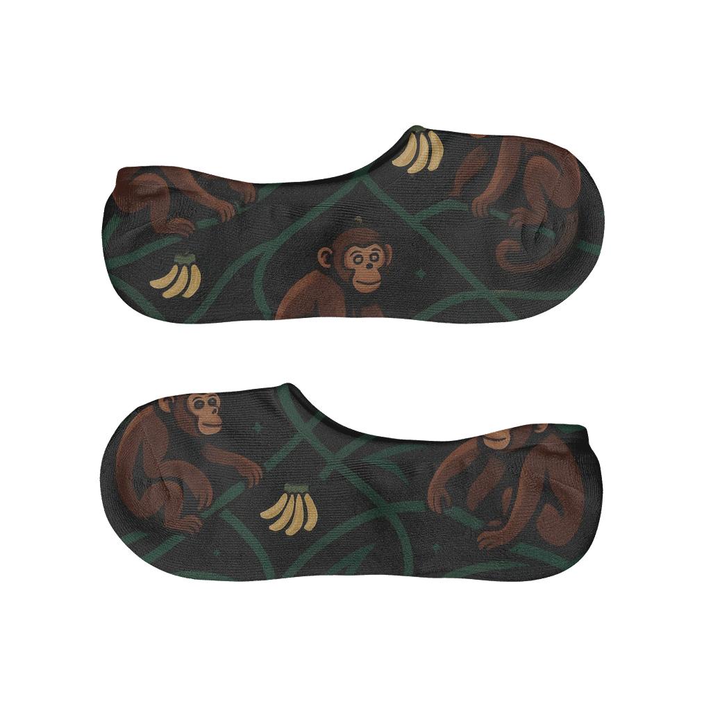 Ape-Patterned Jungle Sky Lattice soft cotton no-show socks