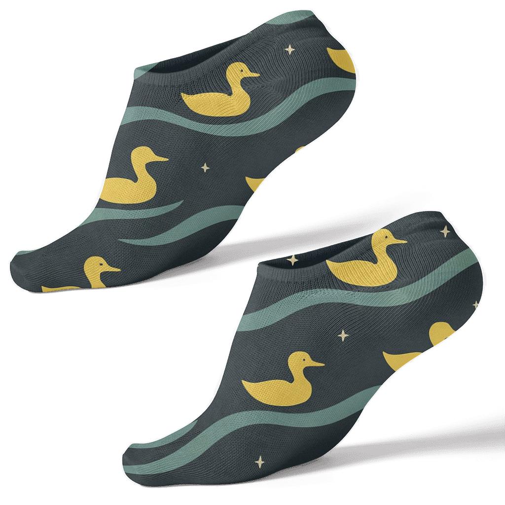 Starlit Ripples Duck-Pattern Constellation unique graphic ankle socks