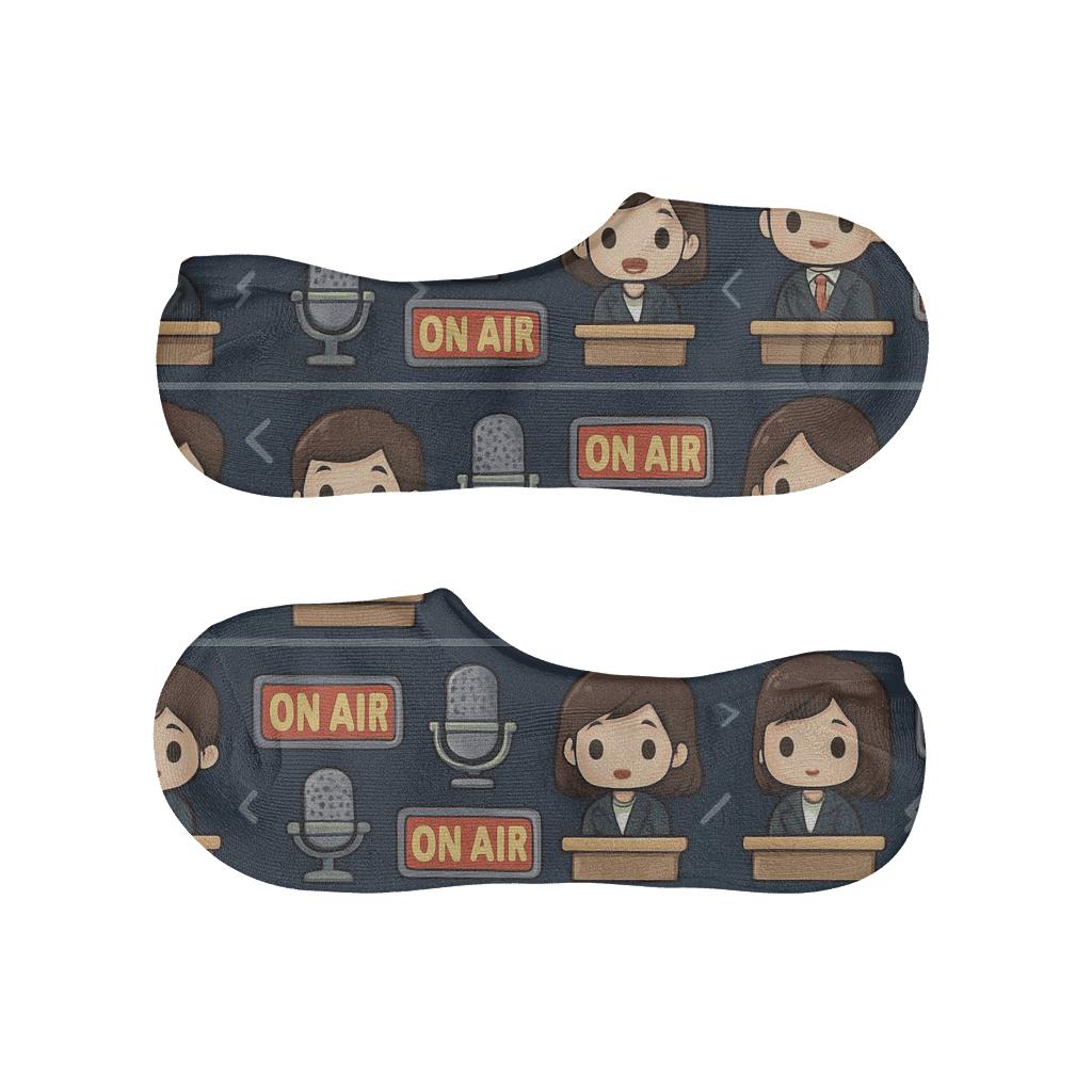 News Anchor Studio Signal Stripes breathable seamless no-show sockscustom no-show socks