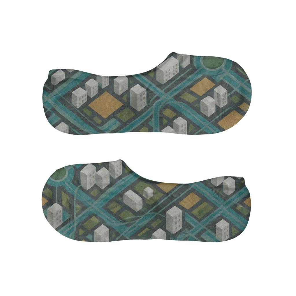 Skyline Grid Study For Urban Planner Streetscape soft cotton no-show socks