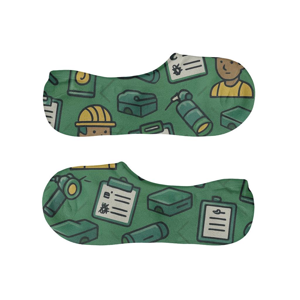 Pest Control Technician Grid Of Service Icons low cut no-show socks