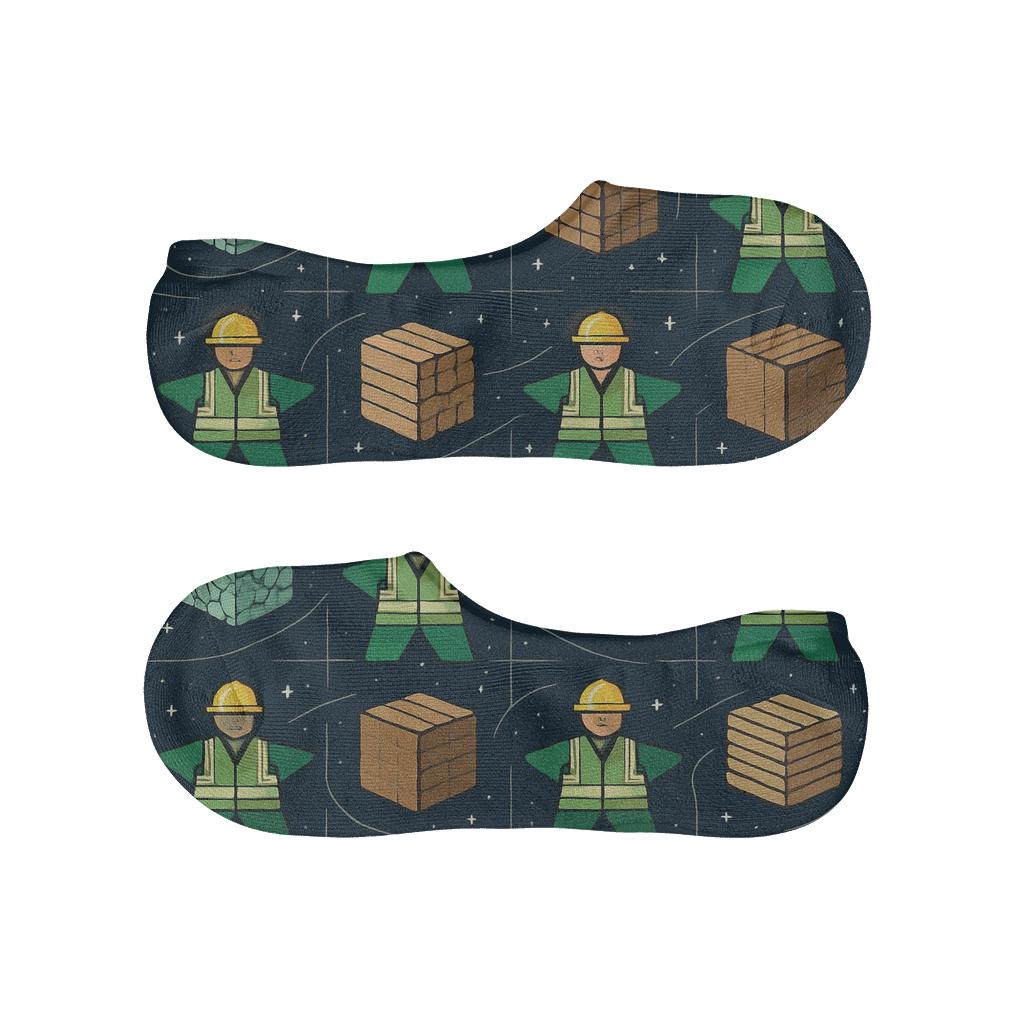 Recycling Plant Worker Constellation Grid Pattern personalized no-show socks