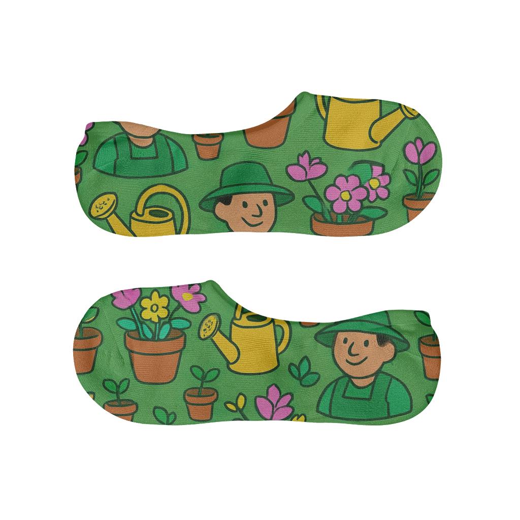 Gardener Bloom Grid Garden Pattern comfortable invisible socks