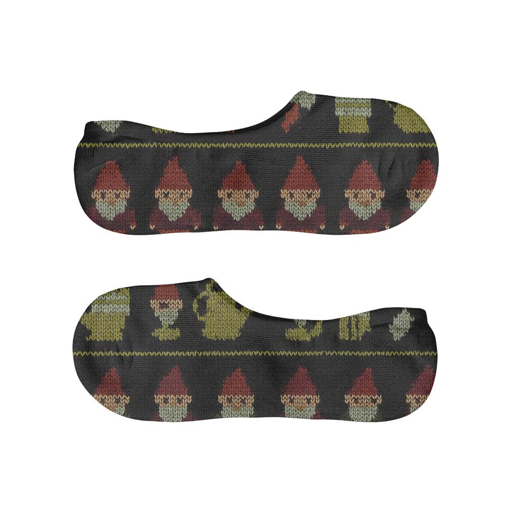 Gnome Parade With Gardener Motifs soft cotton no-show socks