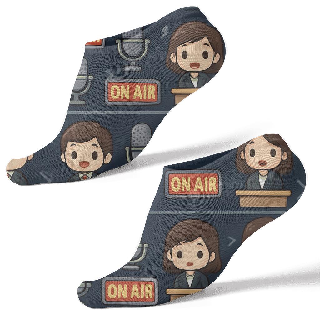 News Anchor Studio Signal Stripes personalized ankle socks