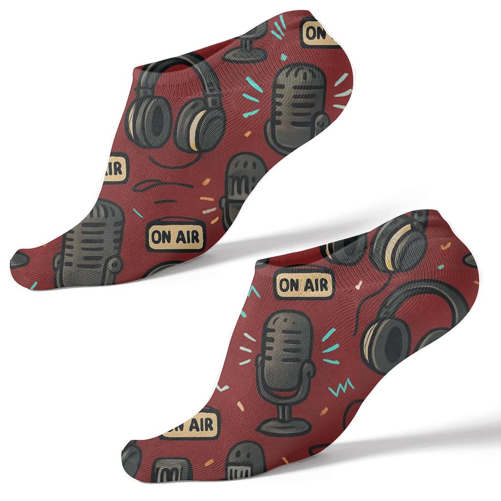 Signal Grid With Radio Host Studio Icons stylish athletic ankle socks
