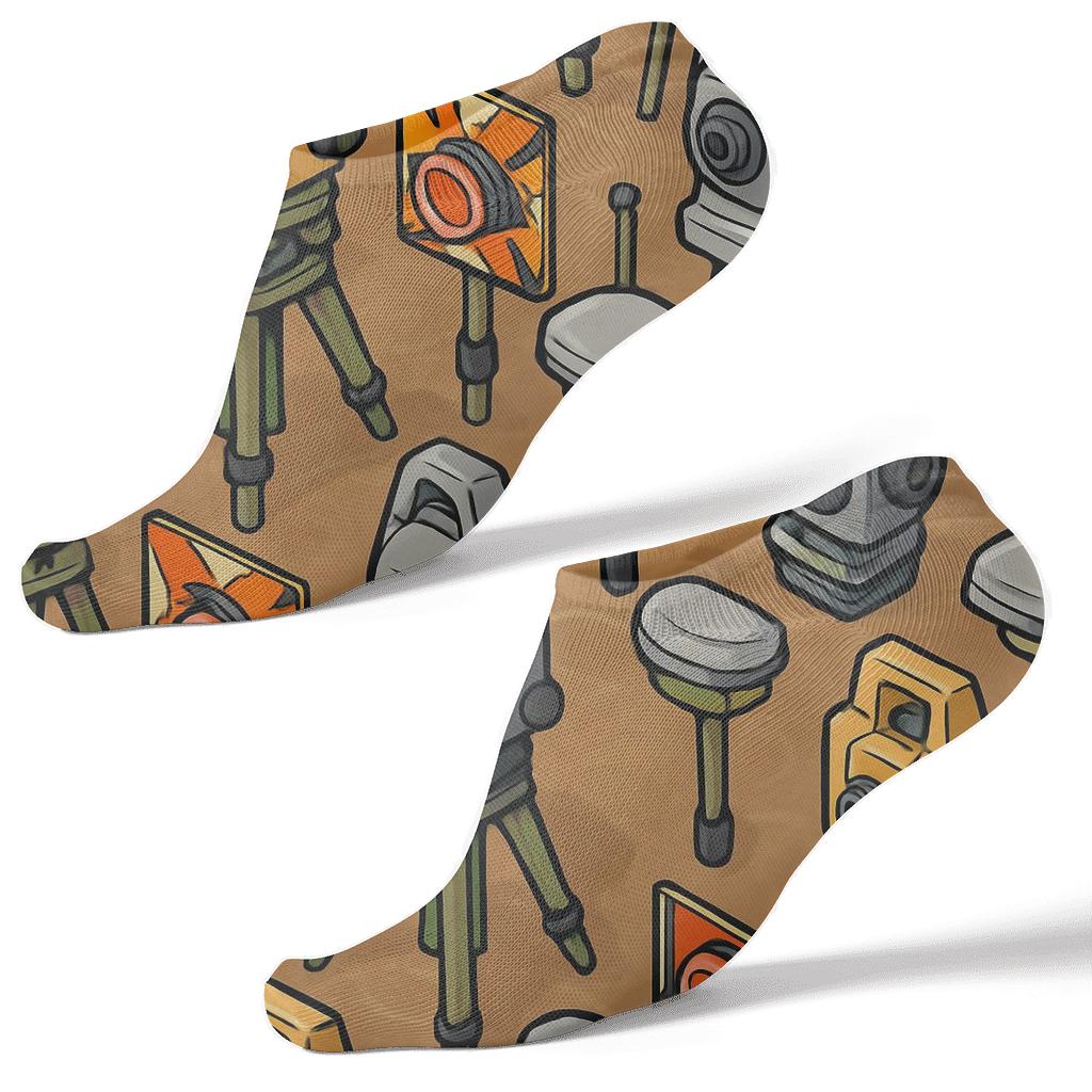 Surveyor Gridline Instruments Pattern designer print ankle socks