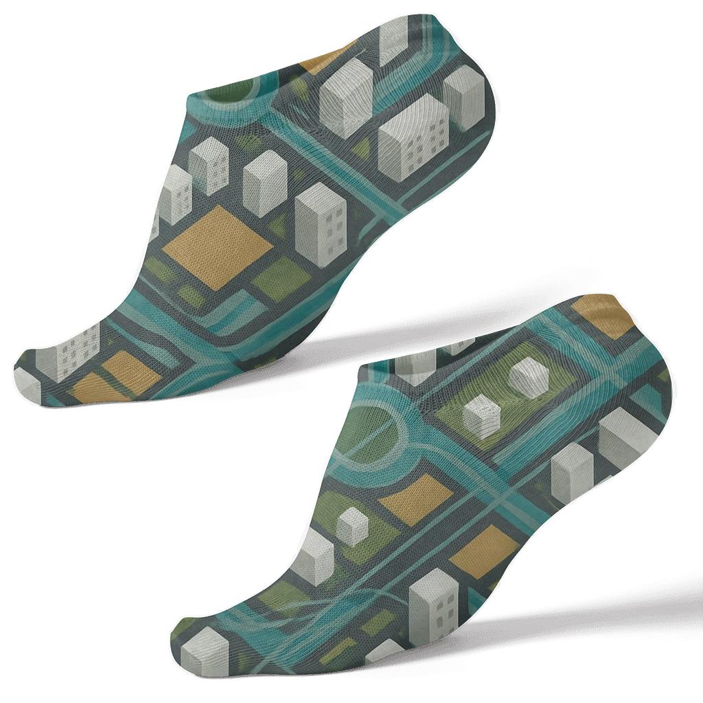 Skyline Grid Study For Urban Planner Streetscape comfortable cotton ankle socks