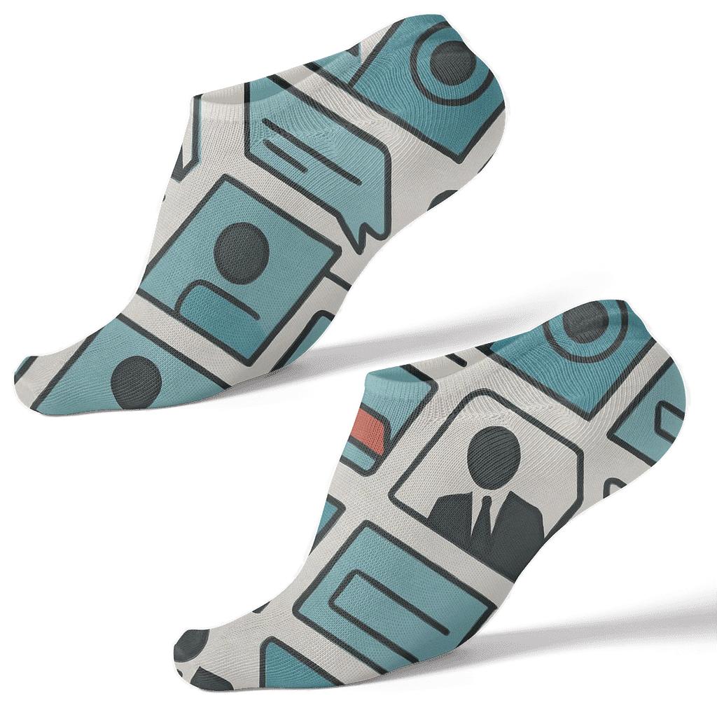 Studio Icons With News Anchor Motifs Mosaic soft everyday ankle socks