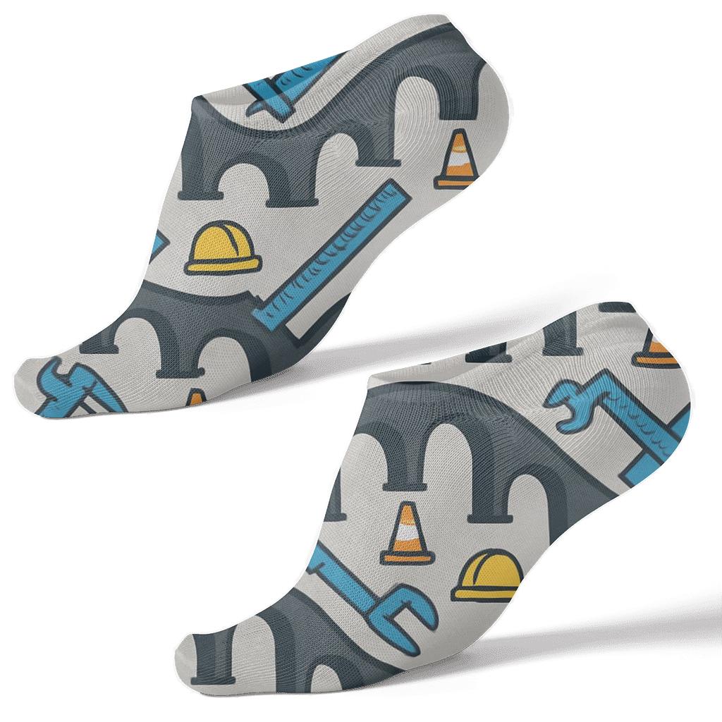 Bridge Rhythm Field With Civil Engineer Icons comfortable cotton ankle socks