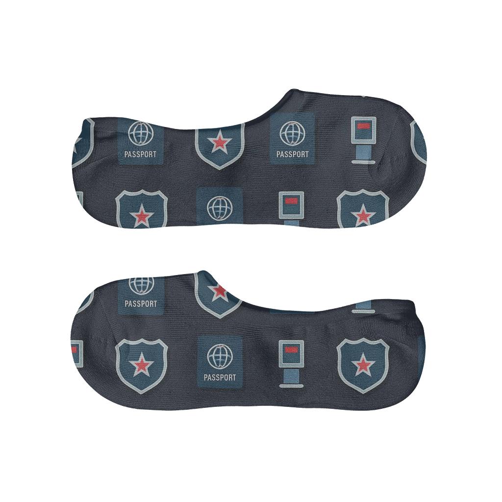 Immigration Officer Badge Grid On Midnight Terminal Blue breathable seamless no-show sockscustom no-show socks