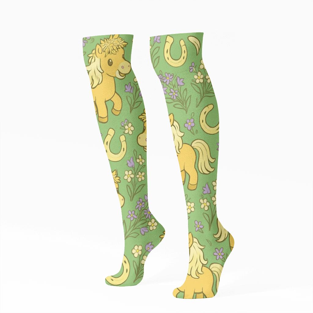 Pony Pasture Crown Tessellation trendy patterned knee-high socks