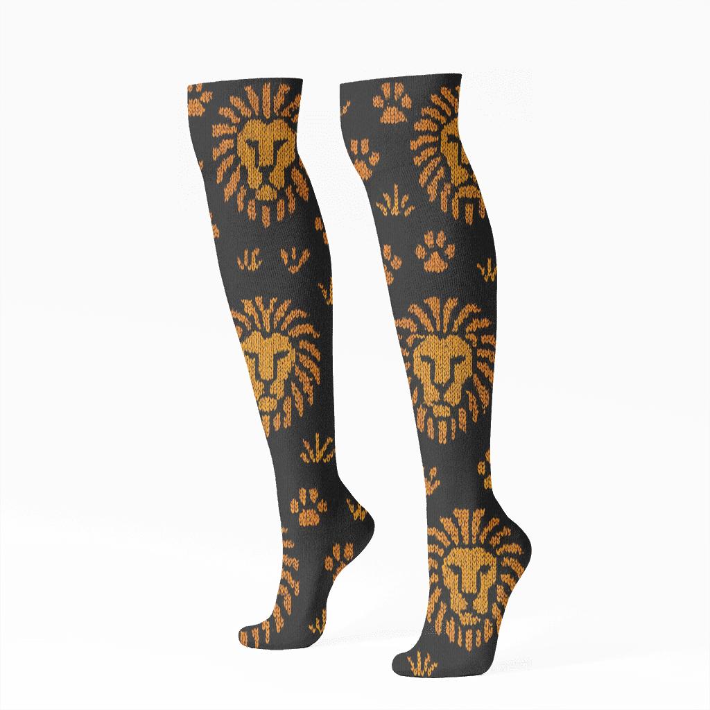 Lion Constellation Savanna Grid soft everyday knee-high socks