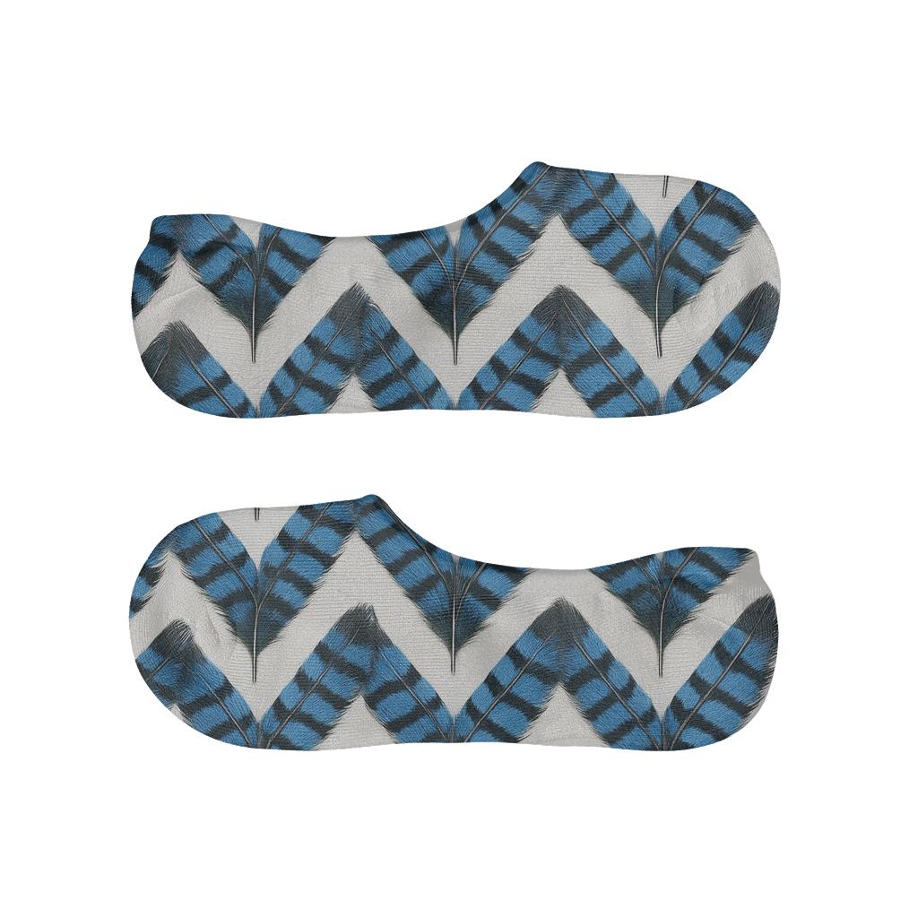 Blue Jay Tail Feather Chevron personalized invisible socks