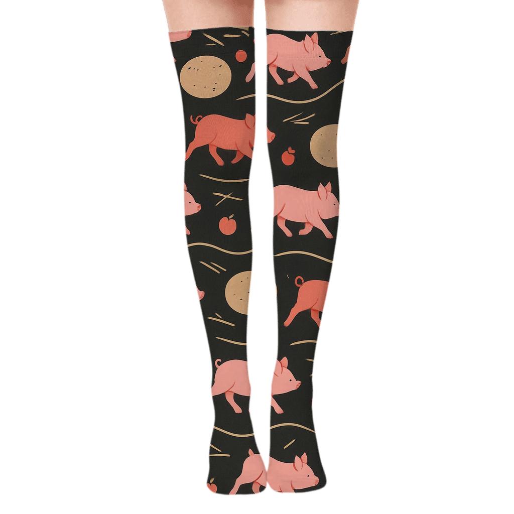 Celestial Mud Puddles With Piglet Parade stylish fashion over-the-knee socks