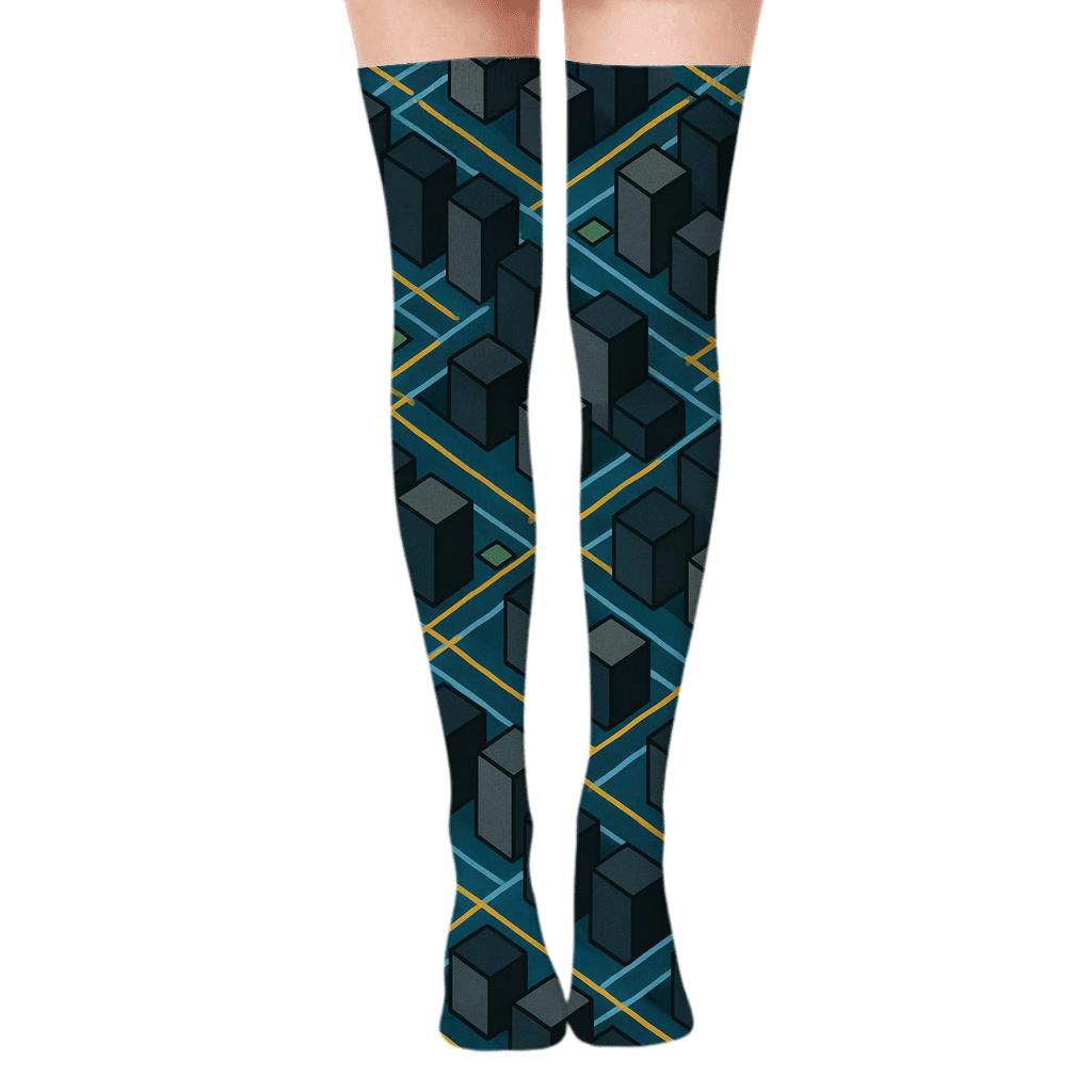 Urban Planner City Blocks Mosaic custom over-the-knee socks
