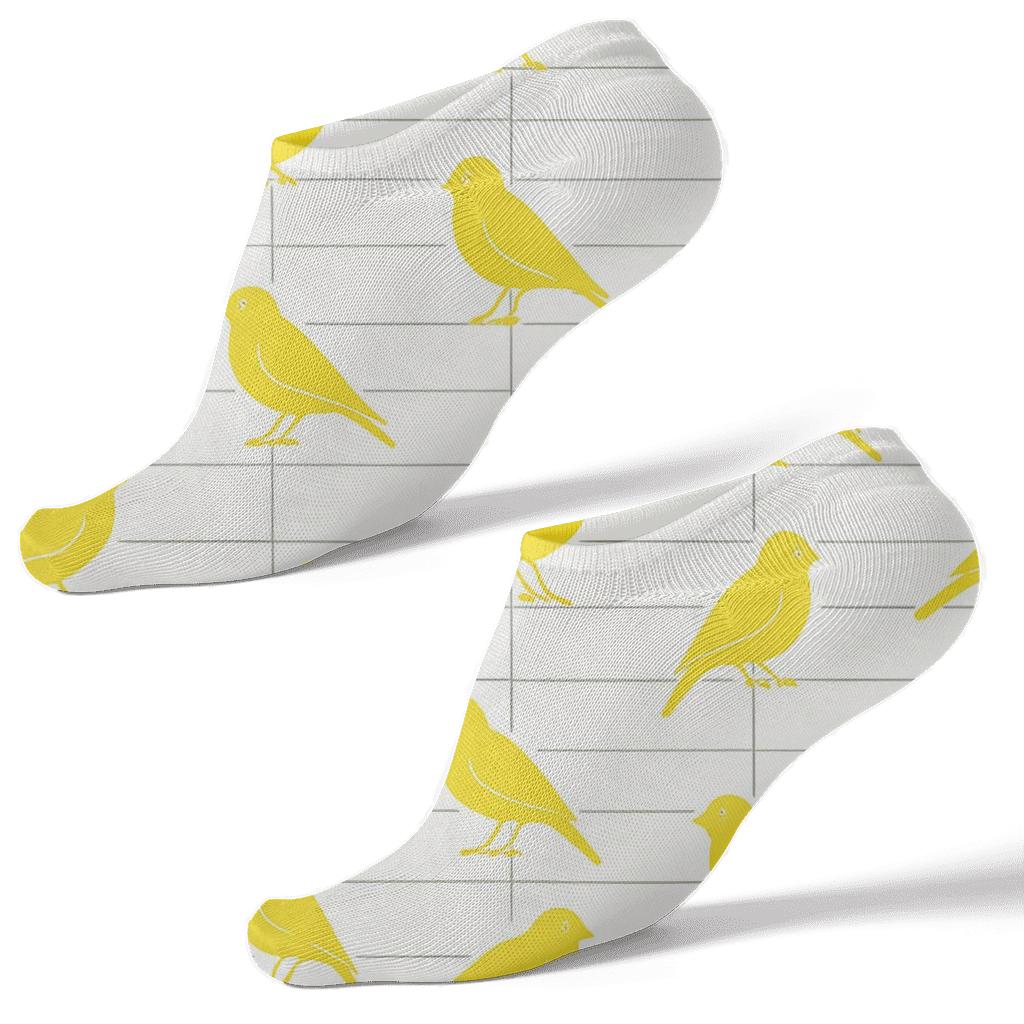 Canary Song Line Grid trendy patterned ankle socks