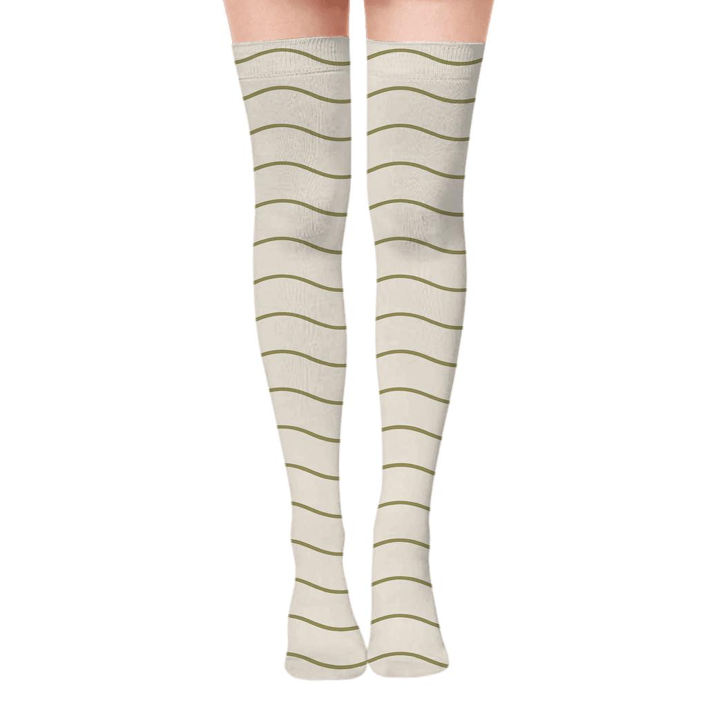 Calm Line Waveband designer print over-the-knee socks
