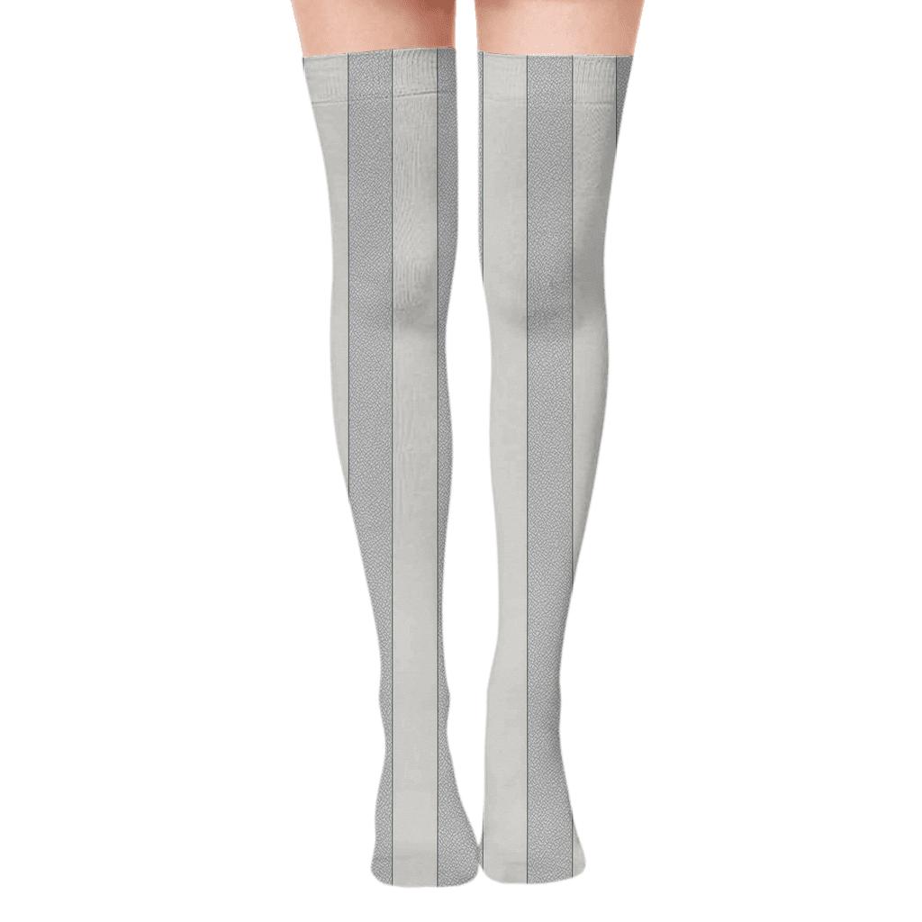Subtle Mesh Stripe designer print over-the-knee socks