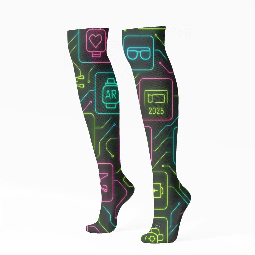 2025 Neon Interface Lattice personalized knee-high socks
