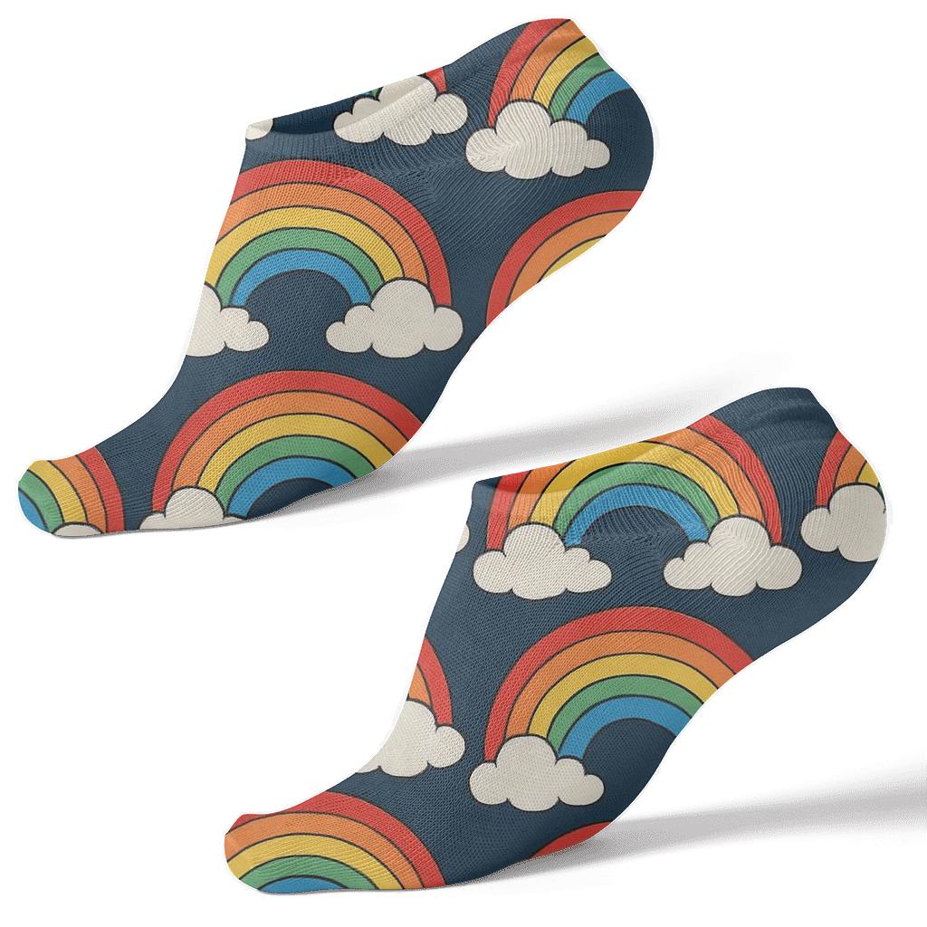 Prismatic Cloud Ladder Stripes designer print ankle socks