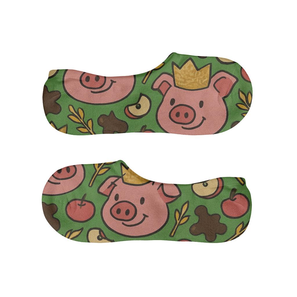 Pig Crown Meadow Tessellation personalized no-show socks