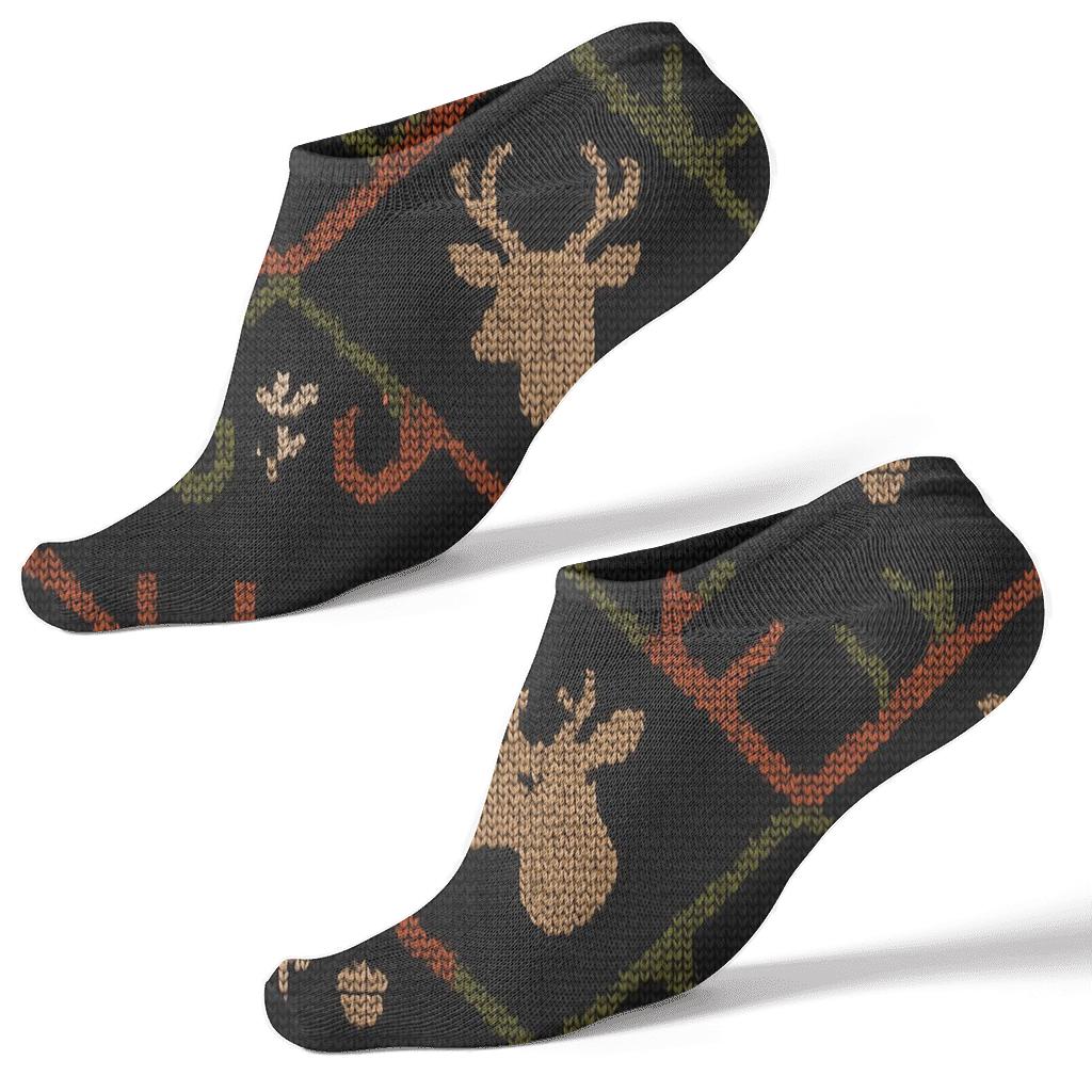 Antler Lattice With Deer Motifs stylish athletic ankle socks
