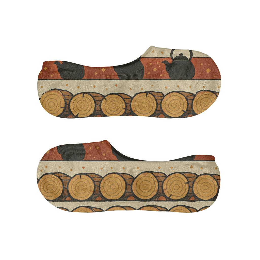 Stacked Log Bands With Ember Kettle Heart soft cotton no-show socks