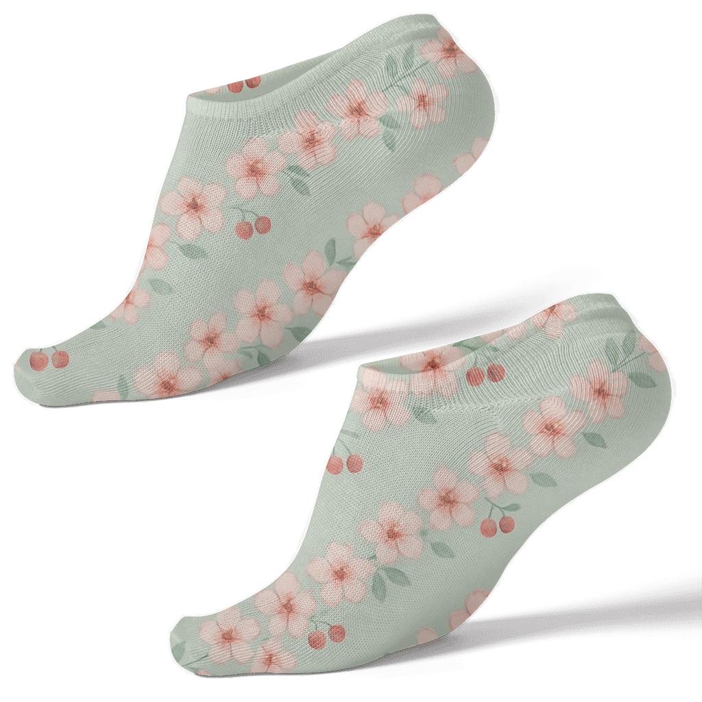 Orchard Bloom Cherry Garland Repeat unique graphic ankle socks