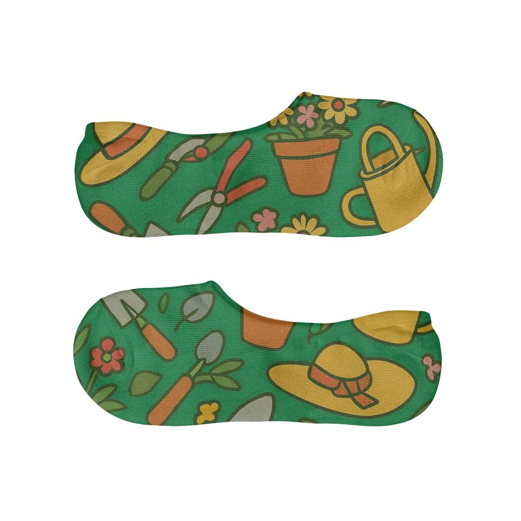 Sunhat Tool Scatter Gardener designer printed no-show socks