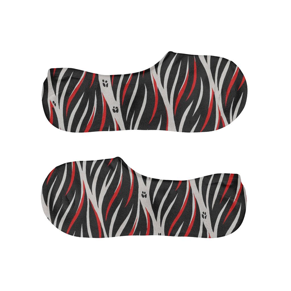 Crimson Mane Zebra Stripe Cascade trendy no-show sock styles