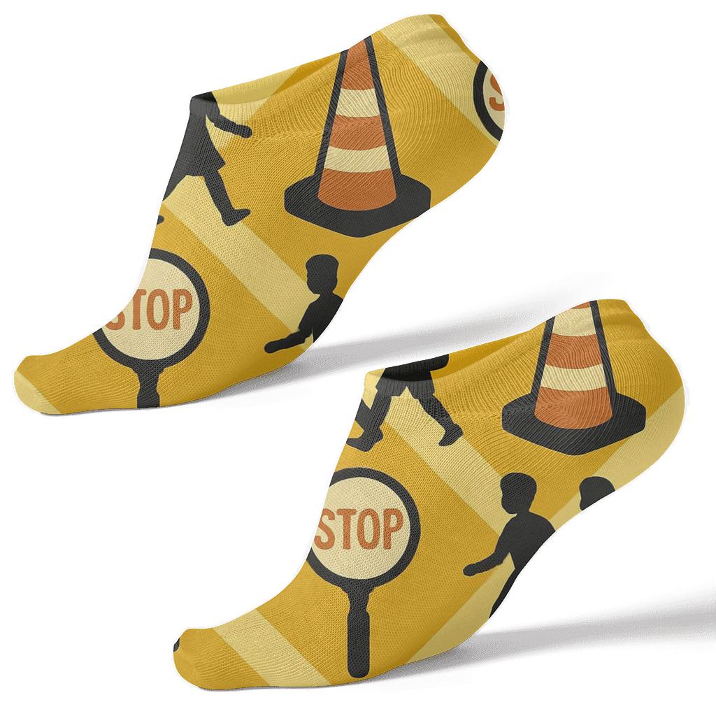 Safety Stripe Lattice Pattern Crossing Guard stylish athletic ankle socks