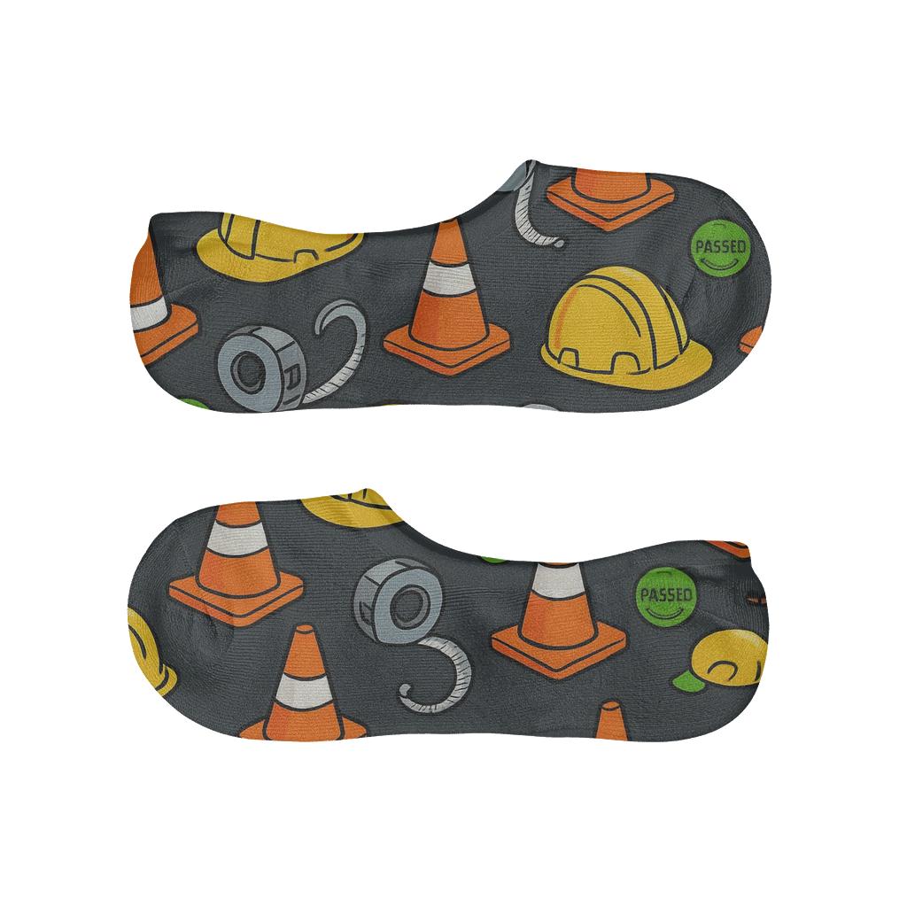 Hard Hat Rhythm With Building Inspector Icons low cut no-show socks