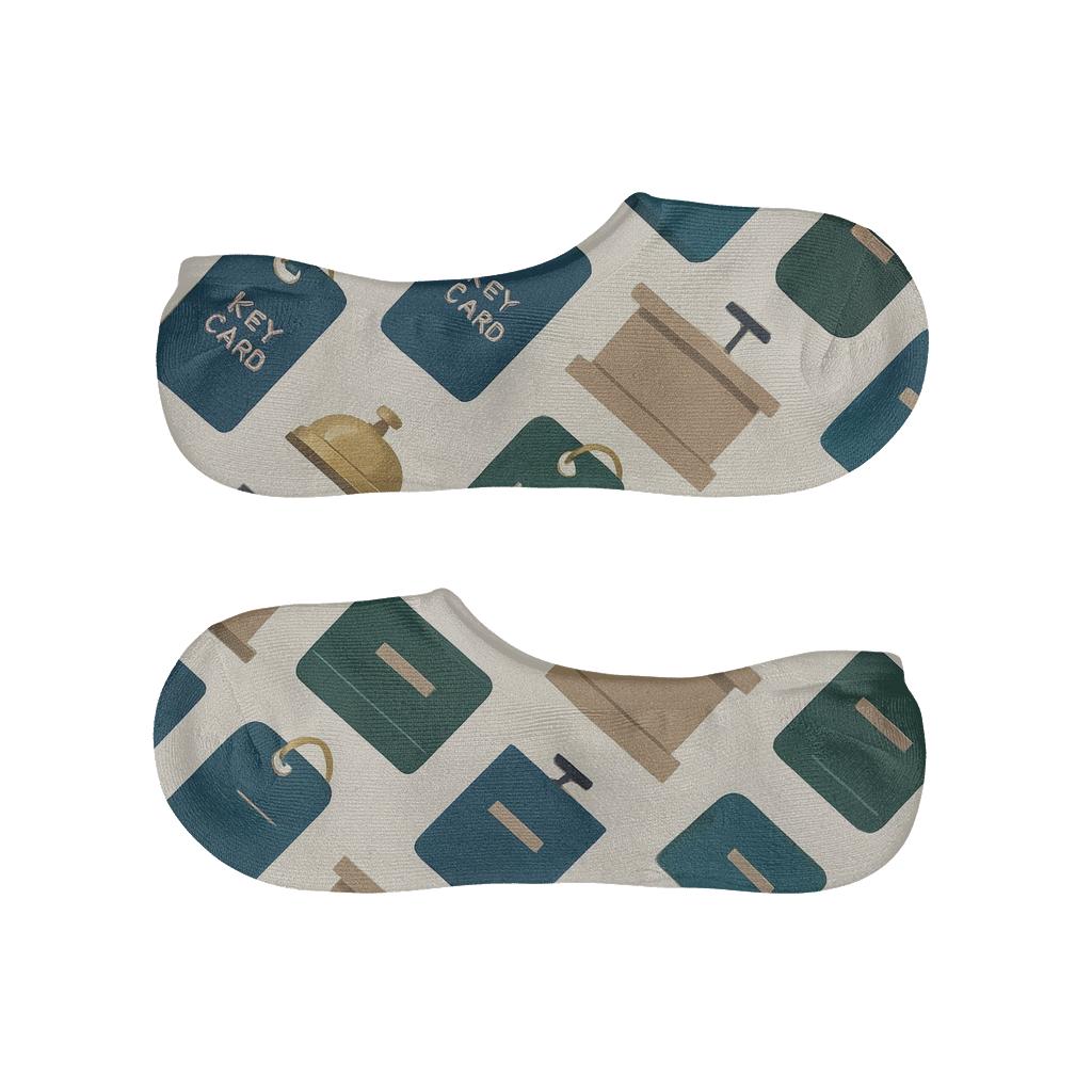 Key Card Cascade With Golden Hotel Receptionist Details breathable seamless no-show sockscustom no-show socks