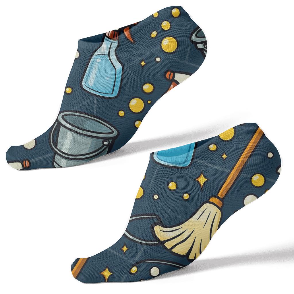 Janitor Constellation Mop Orbit Pattern comfortable cotton ankle socks