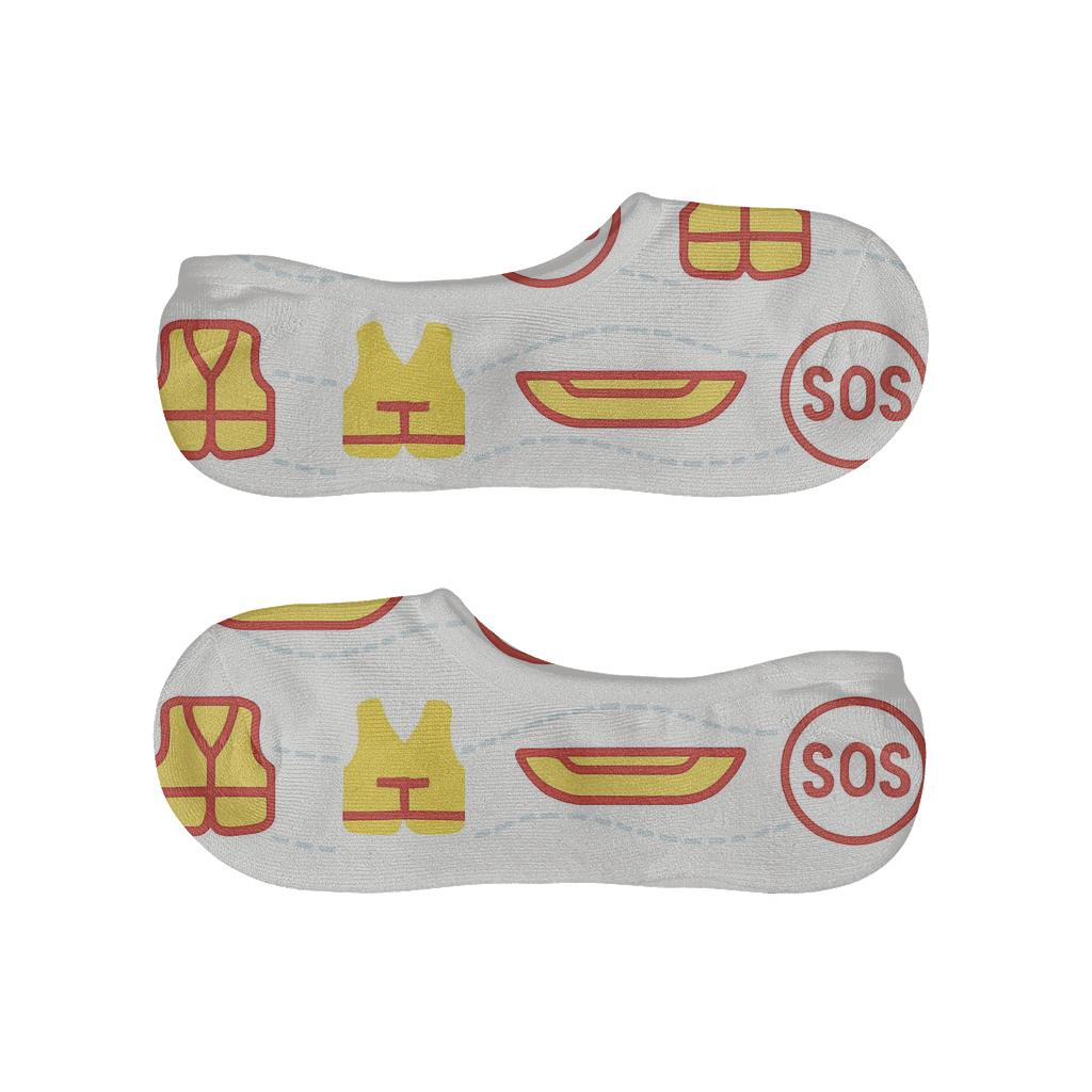 Signal Wave Pattern With Rescue Worker Icons breathable no-show socks