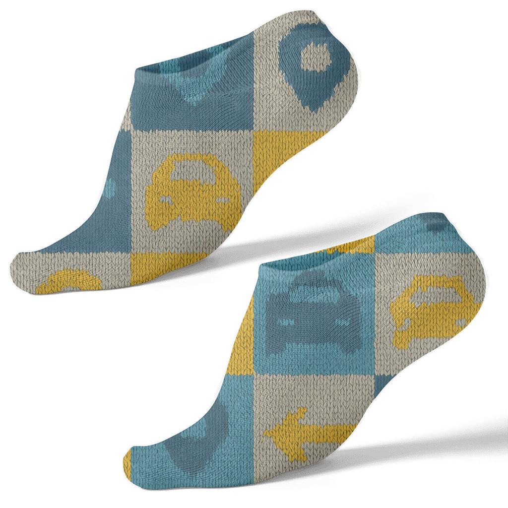 Parade Of Rideshare Driver Cabs In Knitted Checkerboard stylish athletic ankle socks