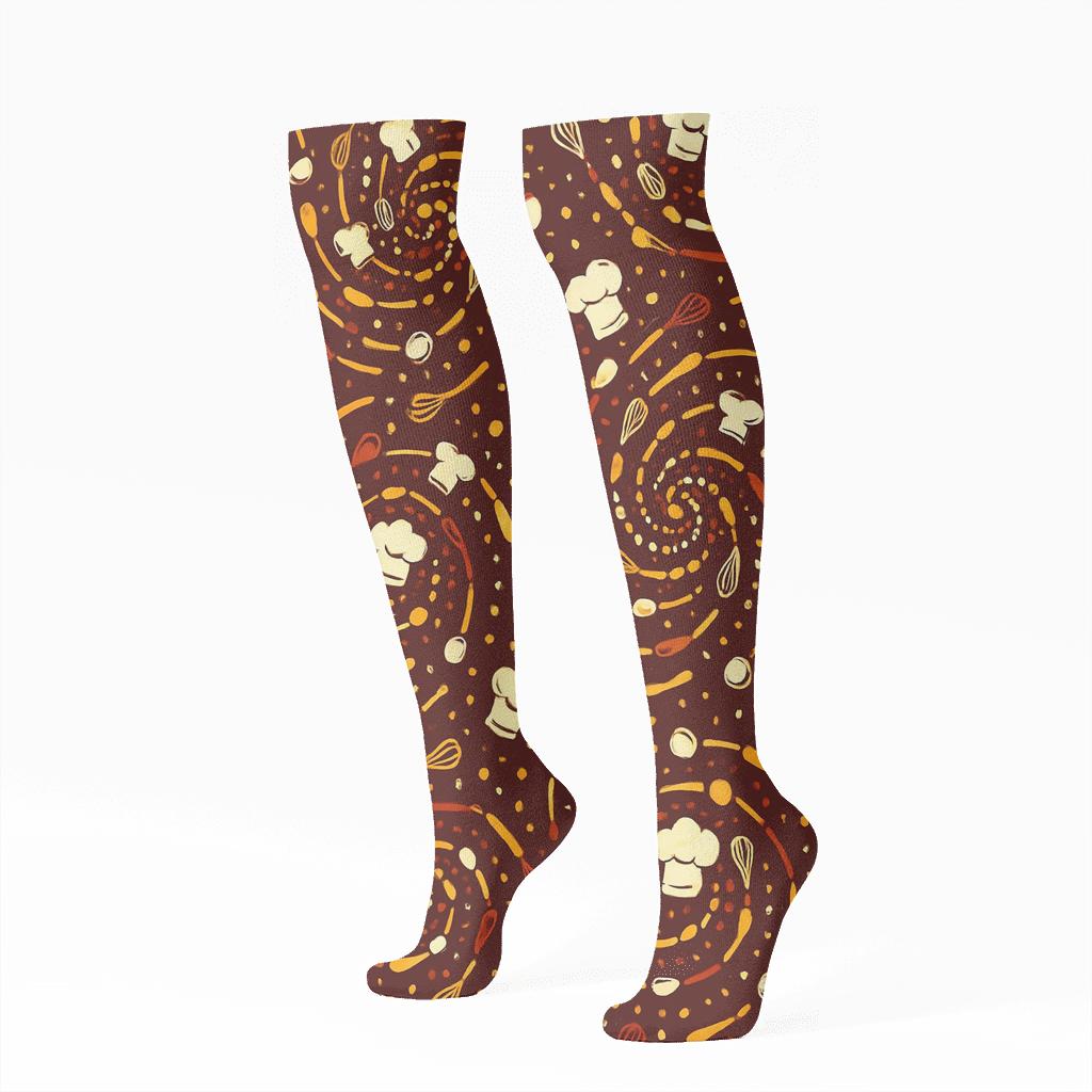 Spiral Ladle Nebula With Chef Accents premium sports knee-high socks