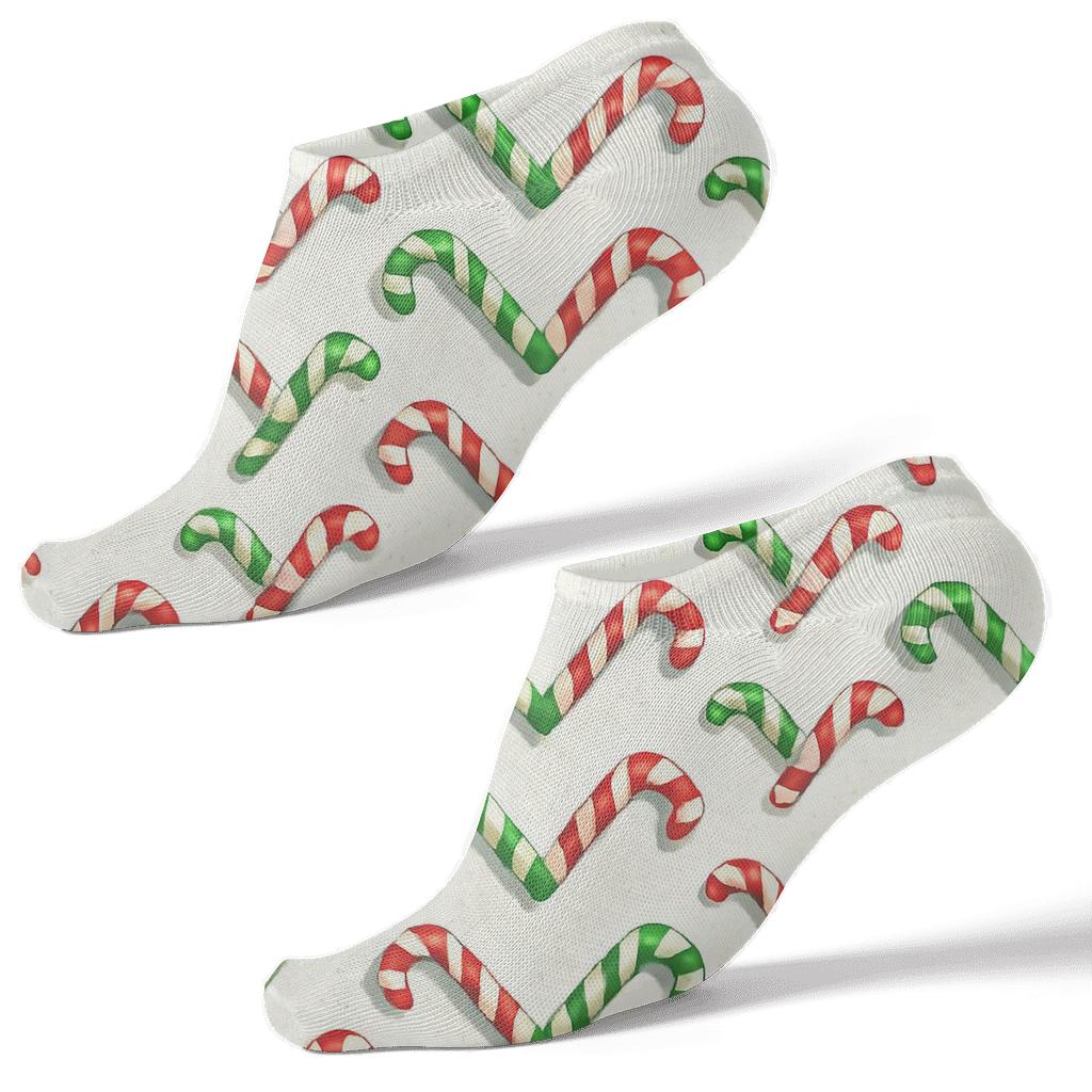 Candy Cane Xmas Chevron Field unique graphic ankle socks