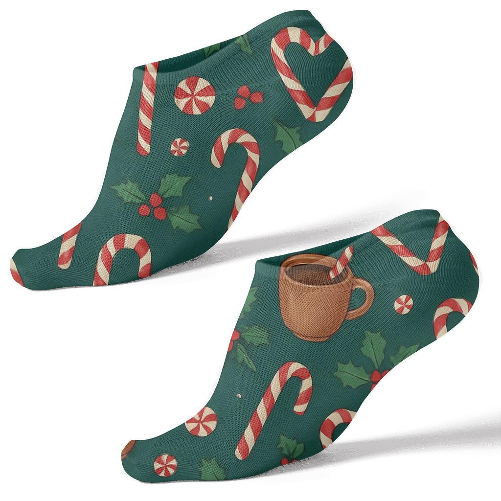 Candy Canes Collage Constellation Field designer print ankle socks