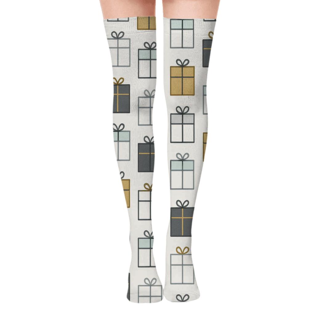 Presents Galaxy Gift Box Tessellation personalized over-the-knee socks