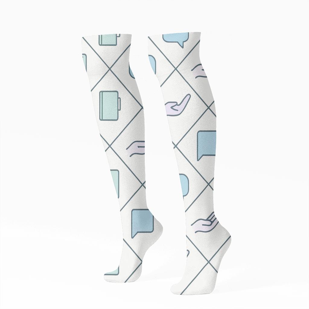 Notebook Lattice With Counselor Symbols custom knee-high socks
