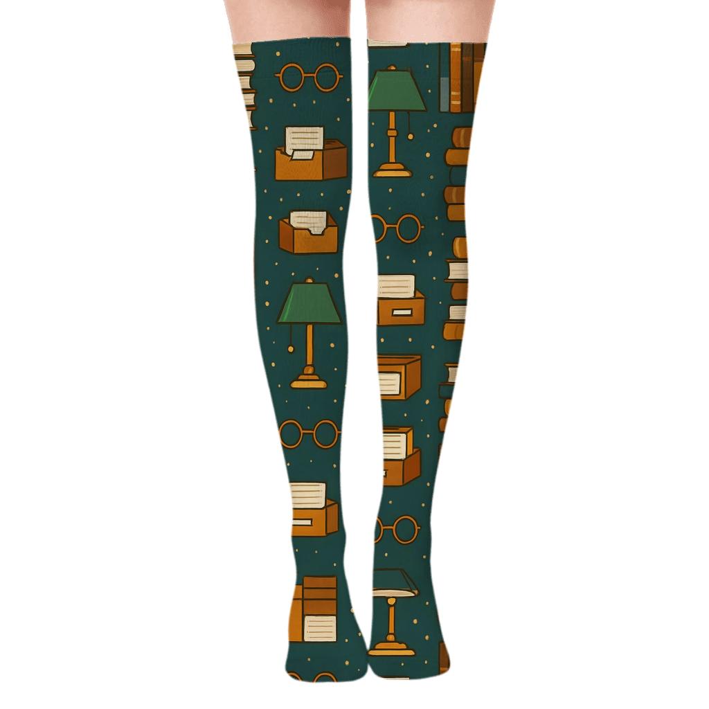 Librarian Celestial Stacks Pattern Over-the-Knee Socks
