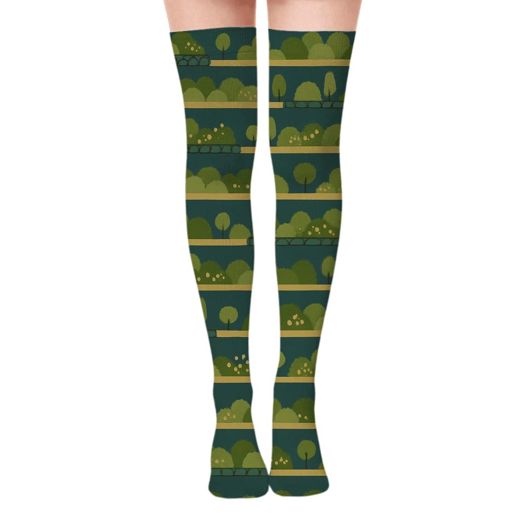 Terraced Beds With Landscaper Rhythm Pattern trendy patterned over-the-knee socks