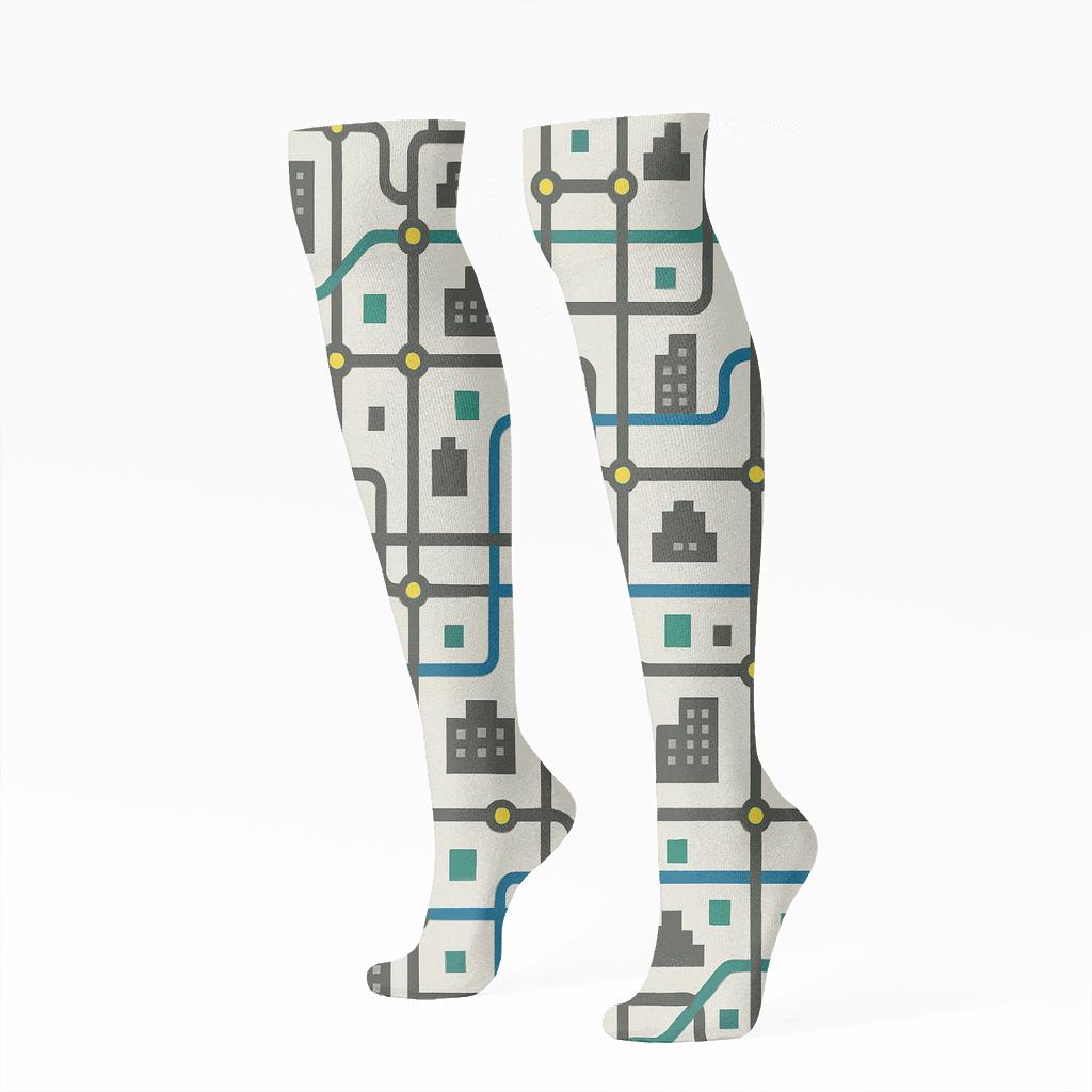 Urban Planner Transit Weave On Concrete custom knee-high socks