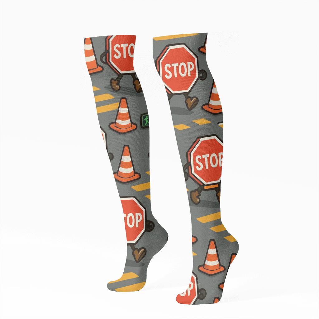 Starline Stop Sign Parade With Crossing Guard Energy premium sports knee-high socks