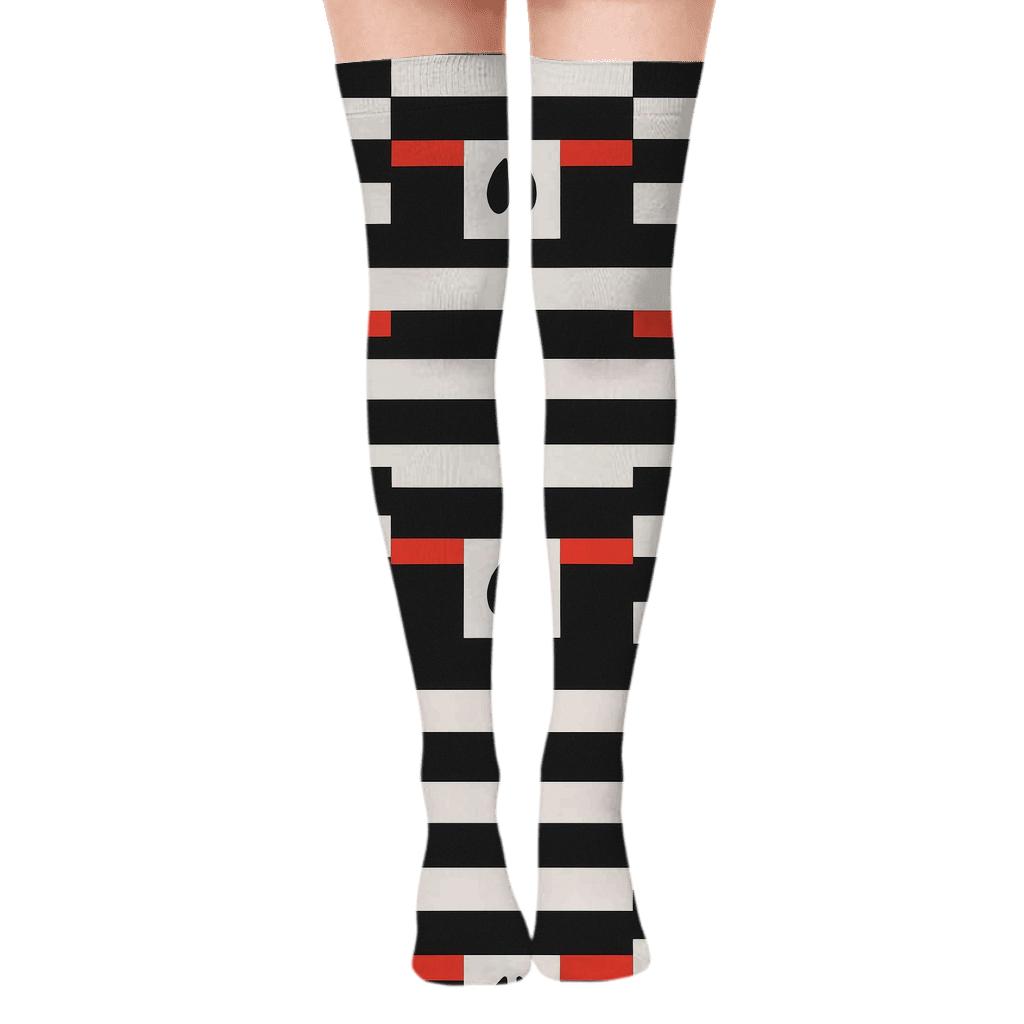 Crimson Glow Zebra Crossing Bands soft everyday over-the-knee socks