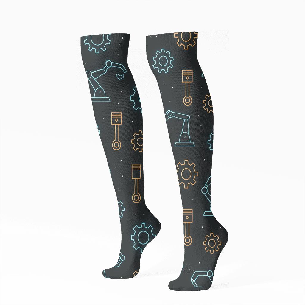 Mechanical Engineer Nebula Gearfield soft everyday knee-high socks