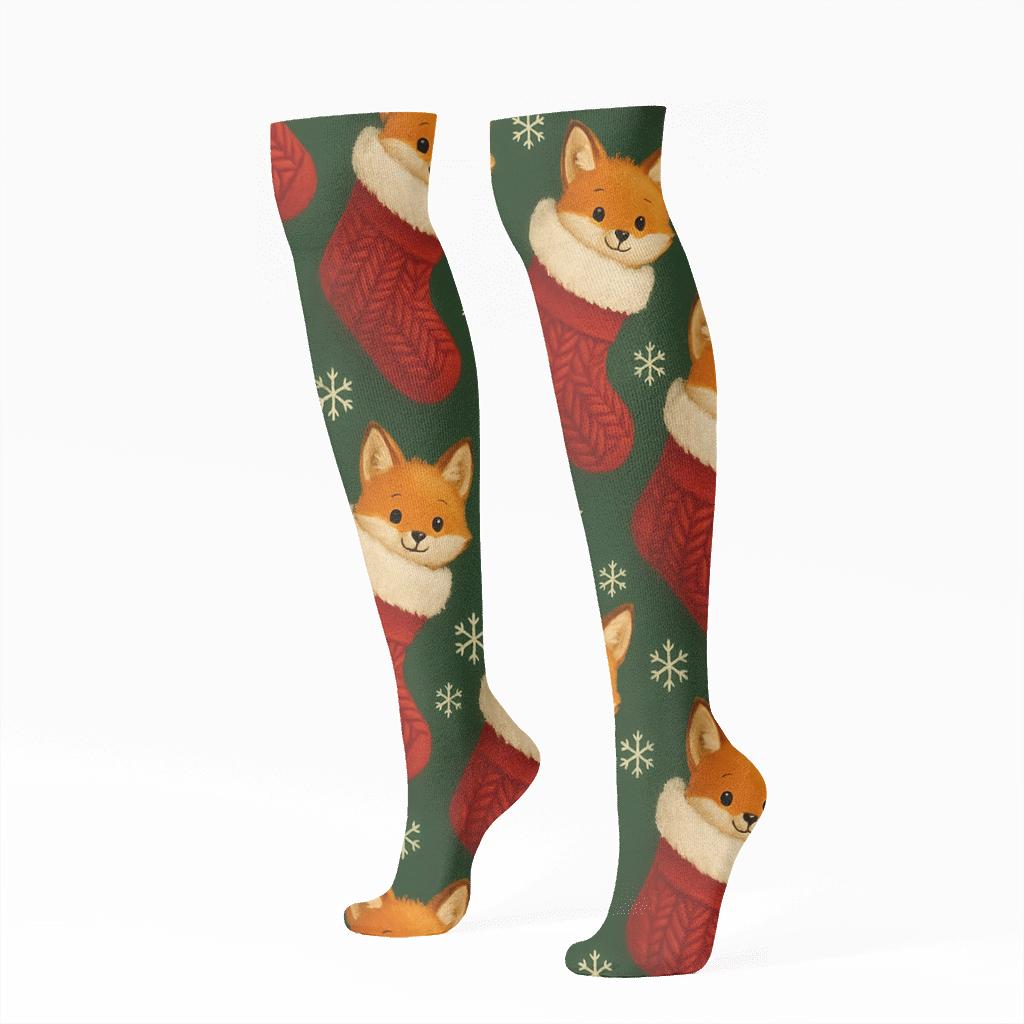 Fox In Stocking Diagonal Stripes soft everyday knee-high socks